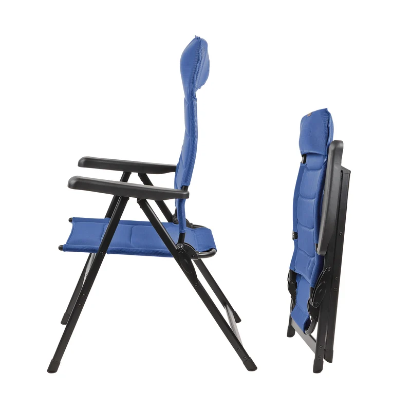 Via Mondo Campingstuhl "Piccolo Azul" 7 fach verstellbar breite Armlehen kompaktes Packmaß