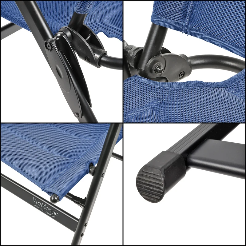 Via Mondo Campingstuhl "Piccolo Azul" 7 fach verstellbar breite Armlehen kompaktes Packmaß