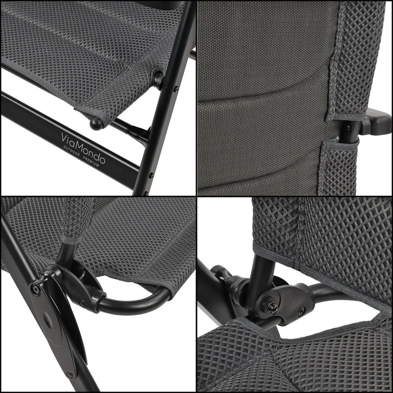 Via Mondo Campingstuhl "Grande Cinzo" 7 fach verstellbar breite Armlehen kompaktes Packmaß