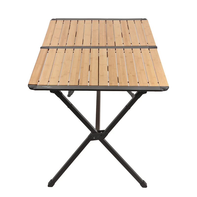 Bambus Campingtisch Aluminium für 6 Personen 140x80x70 verstellbarer Rolltisch