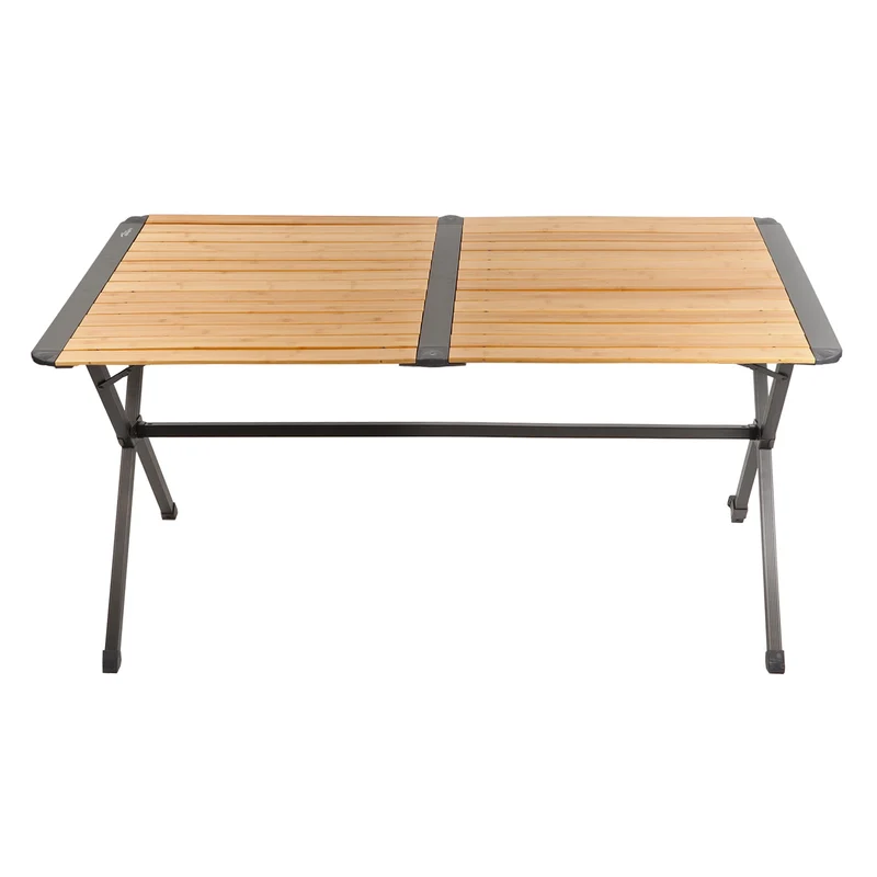 Bambus Campingtisch Aluminium für 6 Personen 140x80x70 verstellbarer Rolltisch