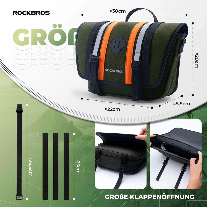ROCKBROS Lenkertasche Fahrradtasche mit Schultergurt 4L Fronttasche