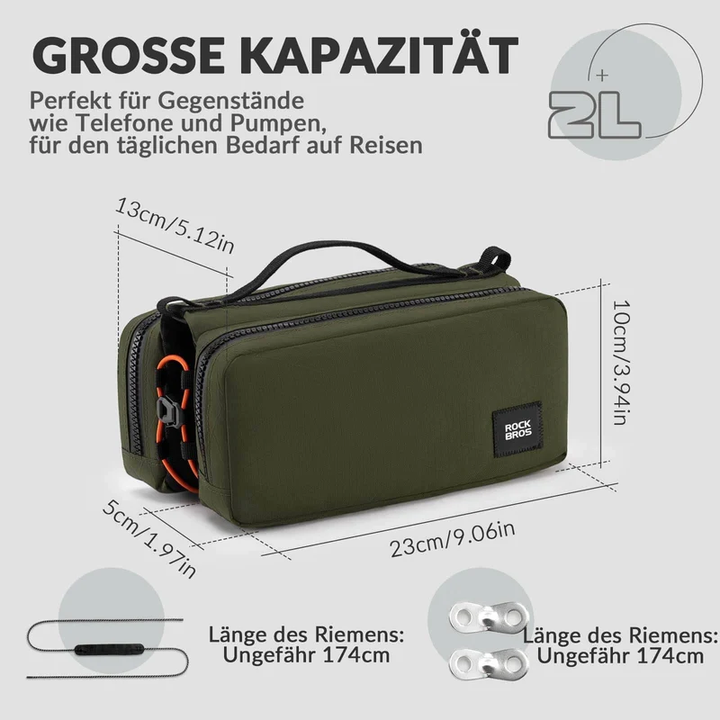 ROCKBROS Fahrradtasche Rahmentasche mit Schultergurt Oberrohrtasche