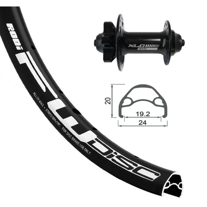 Vorderrad XLC FW-A05 Rodi Scheibenbremse 6-Loch Schnellspanner 100mm Aluminium Schwarz