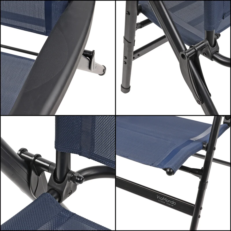 Via Mondo "Alto Azul" Campingstuhl mit 7 Positionen, breite Armlehnen, Alu
