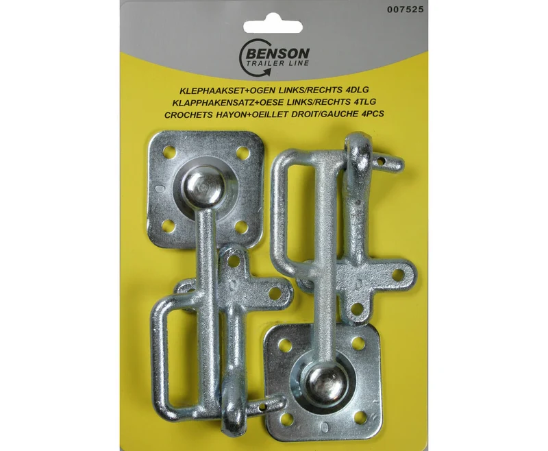 Türhaken-Set 4-teilig, Edelstahl, für Türen und Luken, links/rechts.