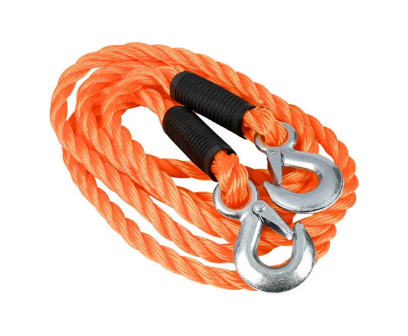 Abschleppseil 3 Tonnen Orange, 3,5 m, 18 mm, mit Sicherheitshaken für Autos