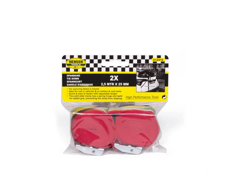 Spanngurt 2,5 m x 25 mm 2-tlg. - Ideal für Ladungen mit Klemmschloss