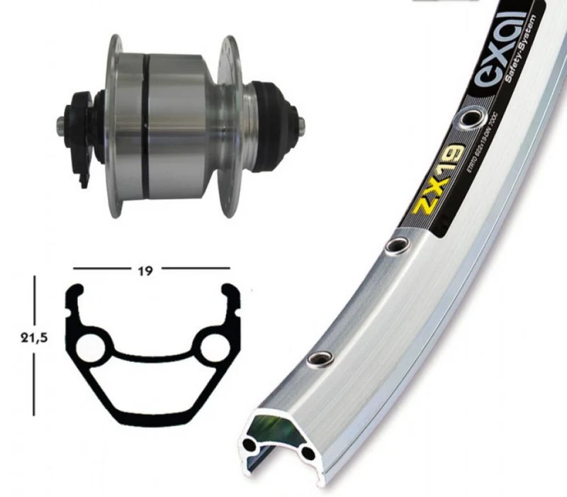 Bike-Parts Laufrad|Vorderrad 28x1.75 DH-3D72 Centerlock silber Schnellspanner 36-Loch Exal ZX 19 silber Nirosta-Speichen