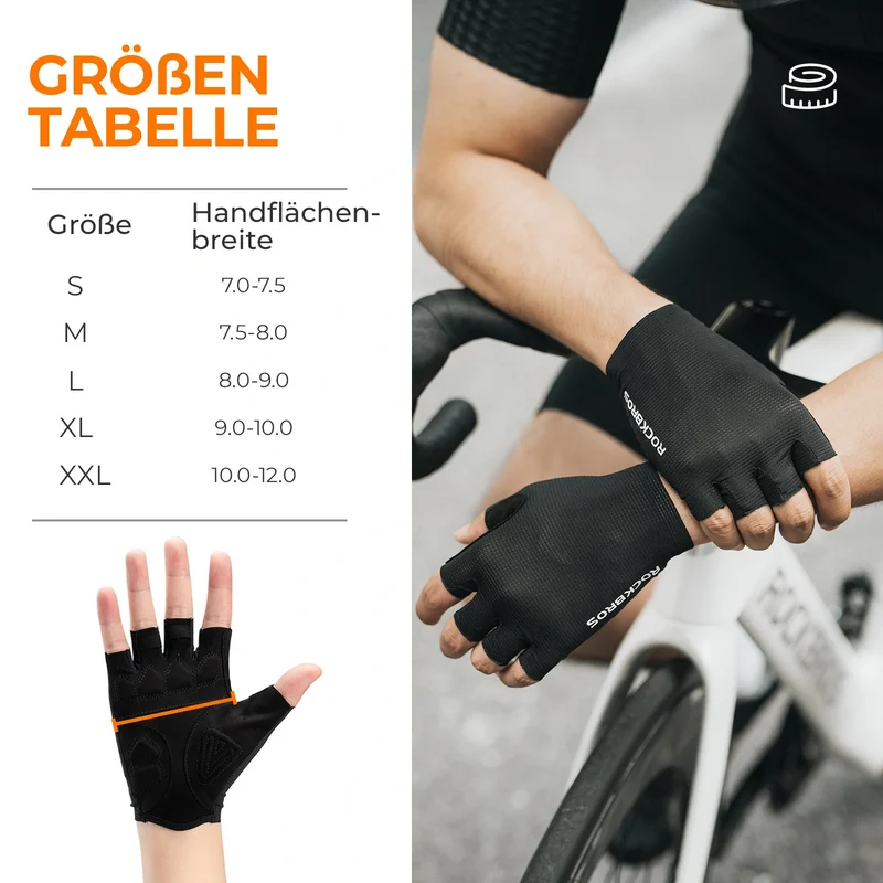 Fahrradhandschuhe Halbfinger mit stoßdämpfender SBR-Polsterung - S396
