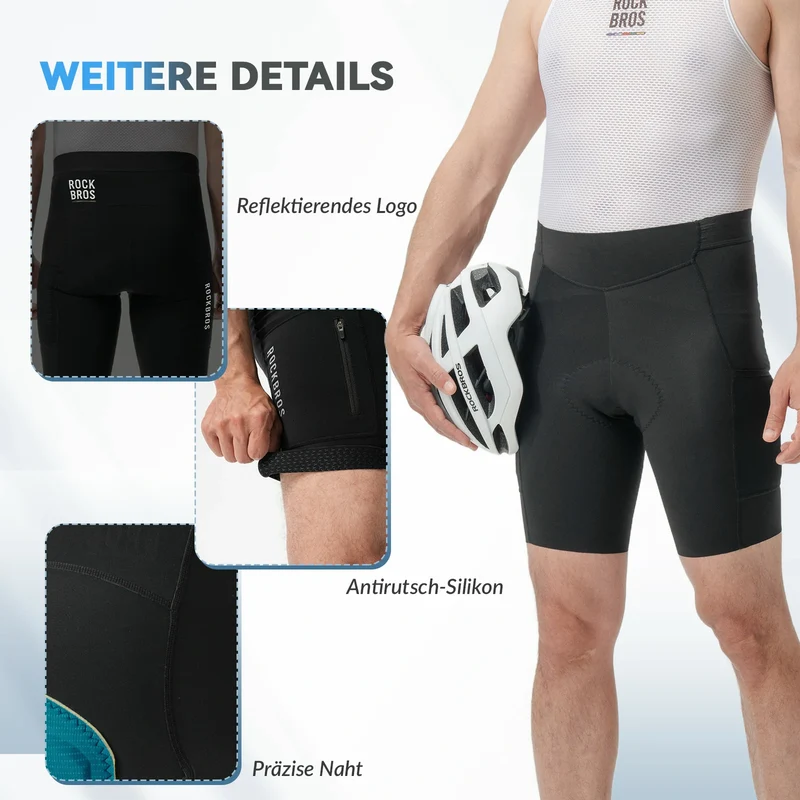 ROAD TO SKY Herren Gepolsterte Radlerhose Herren Sommer