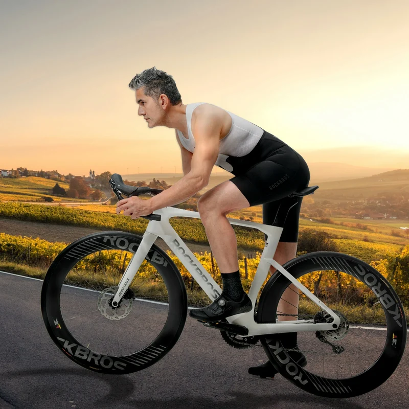 ROAD TO SKY Herren Träger-Radhose gepolstert, Fahrradhose Kurz mit Reflektoren im Sommer