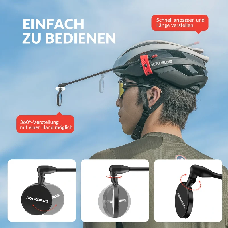 Helmspiegel, Fahrradspiegel für Helm 360 Grad Verstellbar