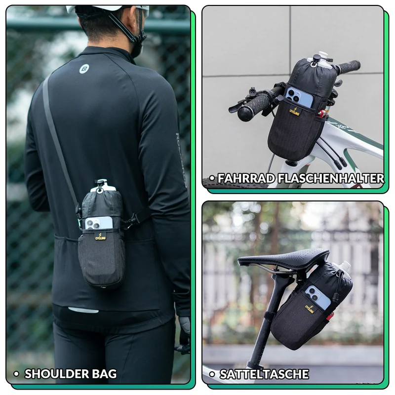 1L Isolier-Feedbag fürs Bikepacking – Trinkflaschenhalter & Provianttasche inkl. Schultergurt