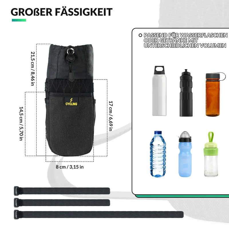 1L Isolier-Feedbag fürs Bikepacking – Trinkflaschenhalter & Provianttasche inkl. Schultergurt