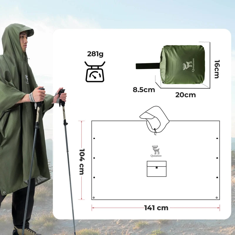 Qunature Outdoor Regenmantel mit Multifunktion