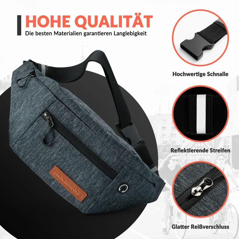 Bauchtasche 1,5L Gürteltasche mit Verstellbarem Gürtel Hüfttasche