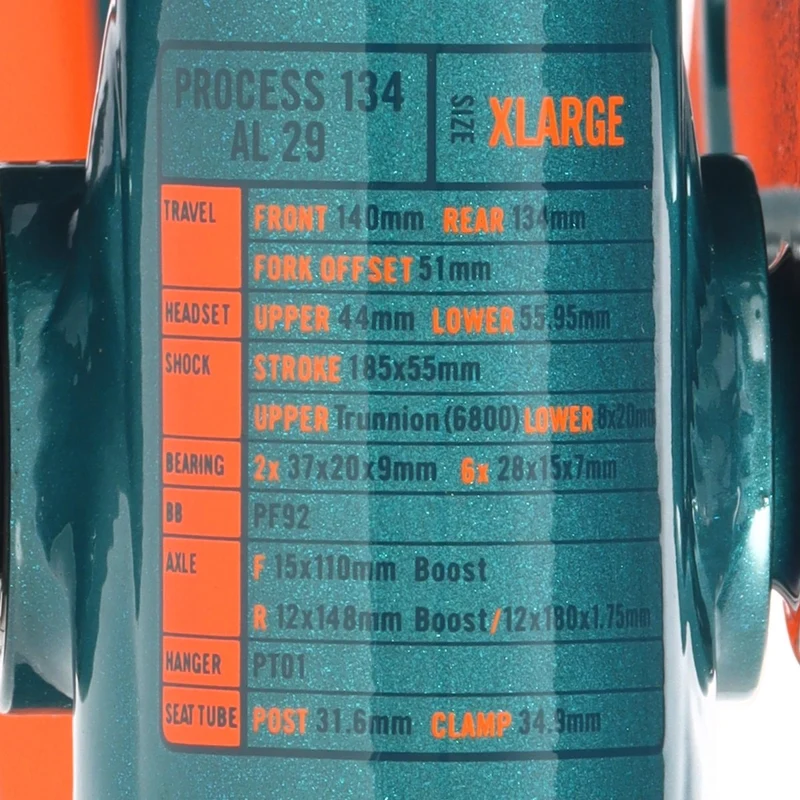Kona Process 134 DL 29" Türkis | Fully Trail Rahmenset | Boost 12x148 mm | Größe XL