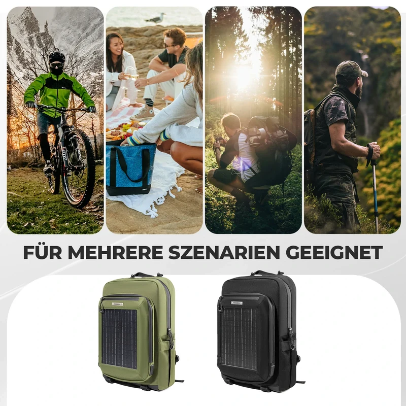 Solarrucksack Solar Rucksack 20L mit Flexiblem Abnehmbarem 10V 14W