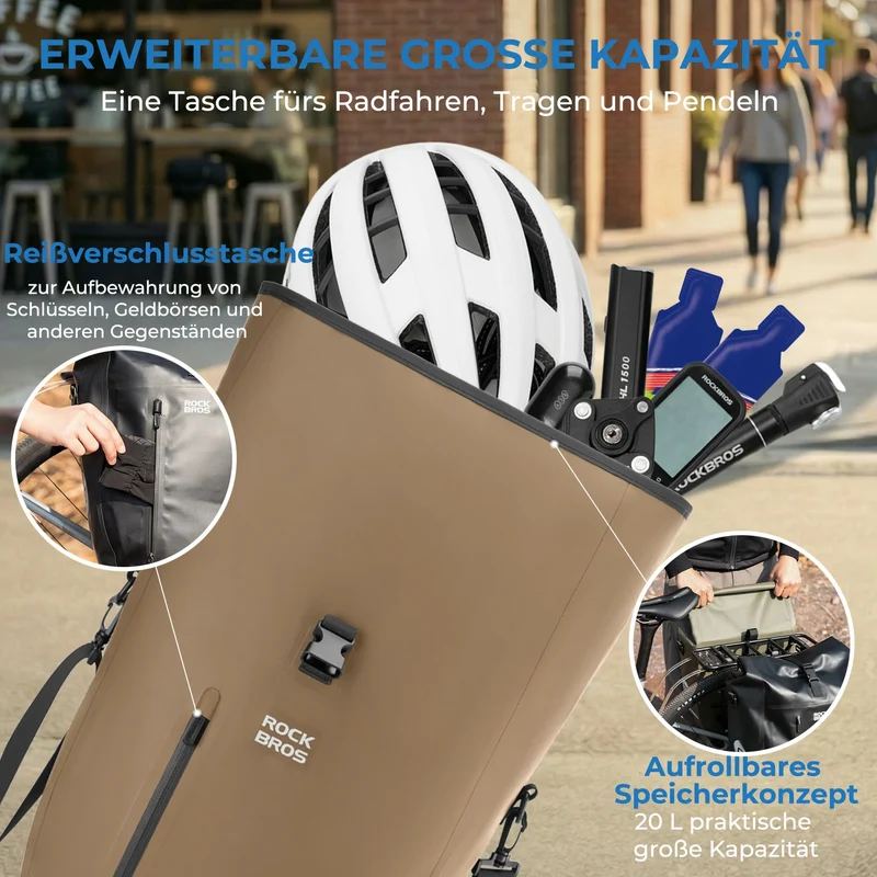 15L-20L Fahrrad Gepäckträgertasche 3-in-1