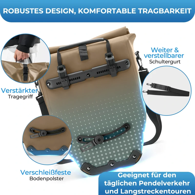 15L-20L Fahrrad Gepäckträgertasche 3-in-1
