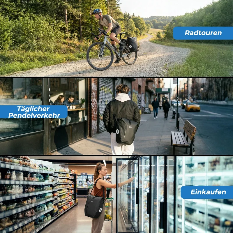 15L-20L Fahrrad Gepäckträgertasche 3-in-1