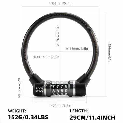 Fahrradschloss mit Zahlencode, 11,62 mm Dickes, 4 Stellig Zahlenschloss