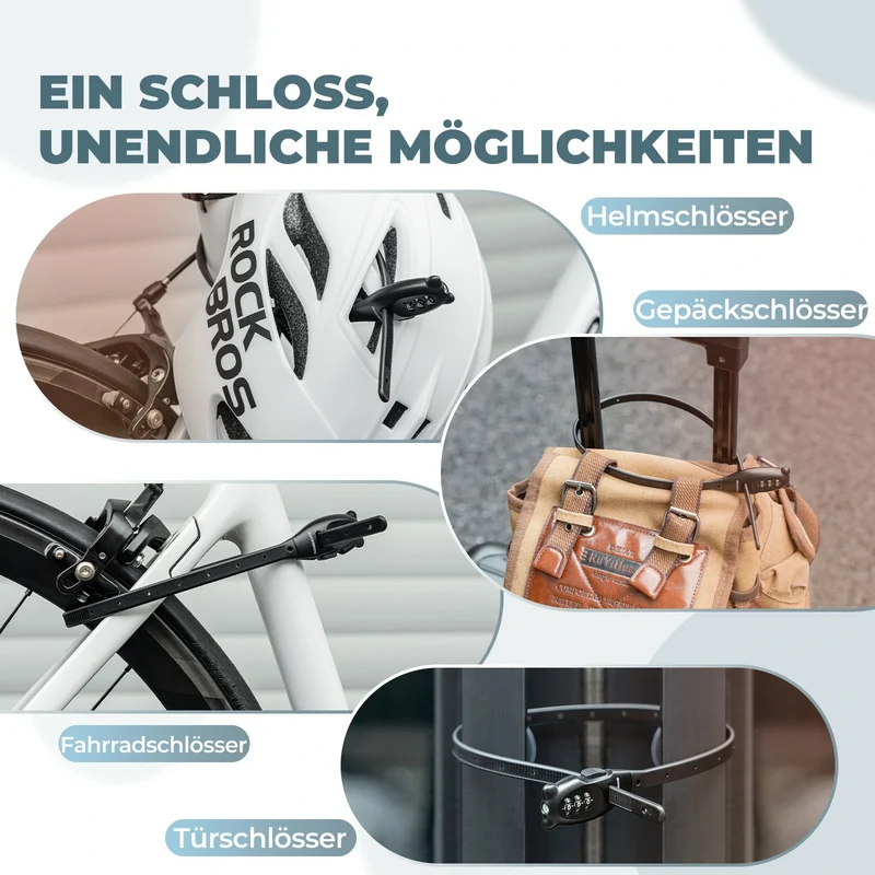 Fahrradschloss, Kabelschloss Fahrrad mit 3 Zahlencode