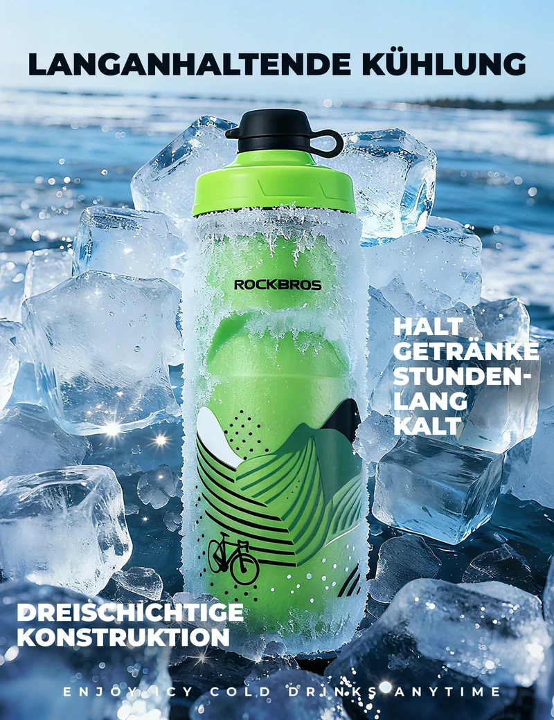 Trinkflasche Fahrrad 620 ml 5 H Kühlenhalten