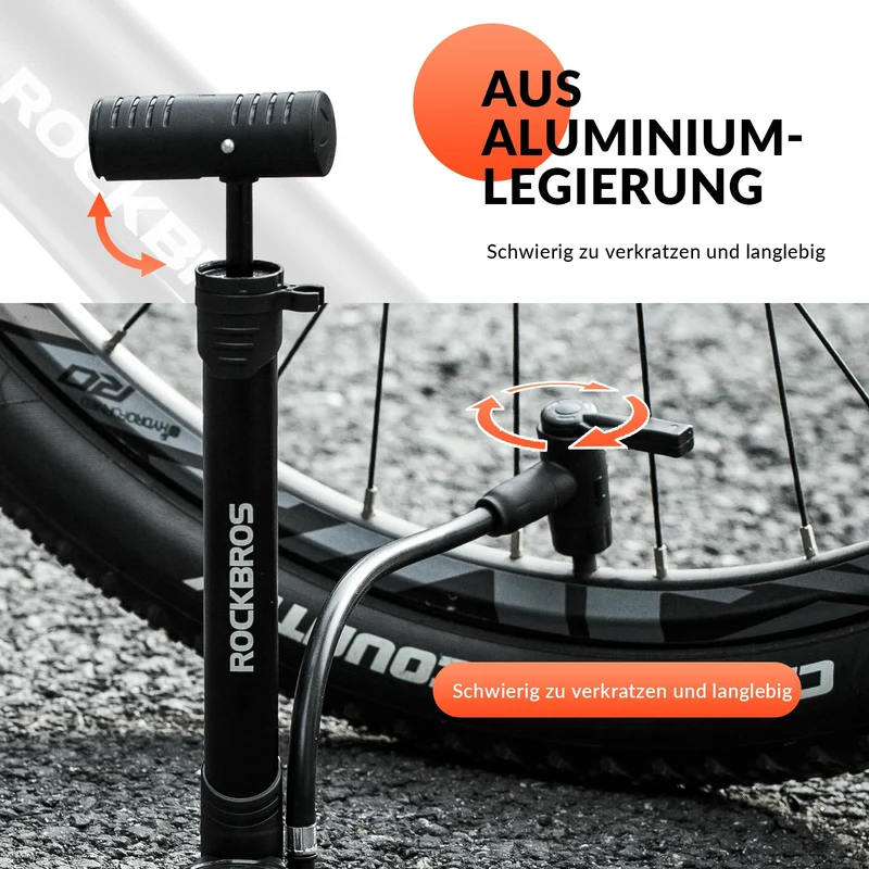 Fahrradpumpe 120 PSI Luftpumpe mit Manometer Tragbare mit Drehbare Griff