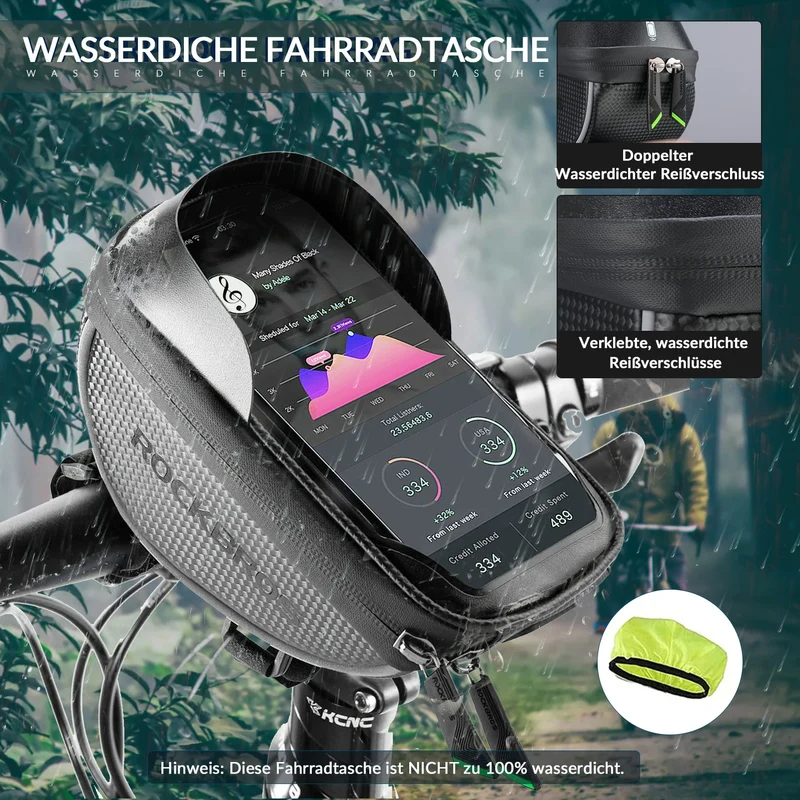Fahrrad Lenkertasche Fahrradtasche Lenker wasserdichte Handyhalterung für Smartphone bis zu 6.5 Zoll Empfindlicher Touchscreen