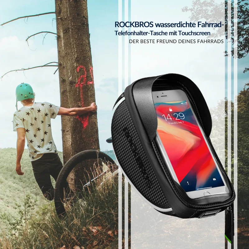 Fahrrad Lenkertasche Fahrradtasche Lenker wasserdichte Handyhalterung für Smartphone bis zu 6.5 Zoll Empfindlicher Touchscreen