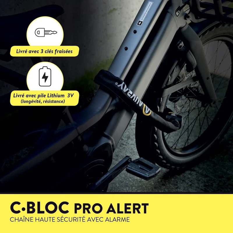 Chaine Alarme antivol vélo Auvray C-Bloc Pro Alert