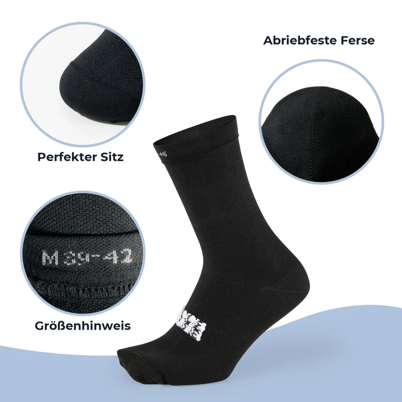 Rennrad Socken, Atmungsaktive Fahrrad Socken mit Verstärkter Ferse & Rutschfestem Schaft 2 Paar