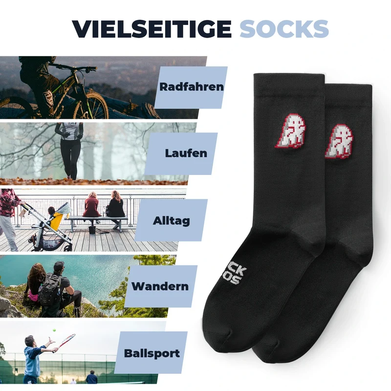 Rennrad Socken, Atmungsaktive Fahrrad Socken mit Verstärkter Ferse & Rutschfestem Schaft 2 Paar
