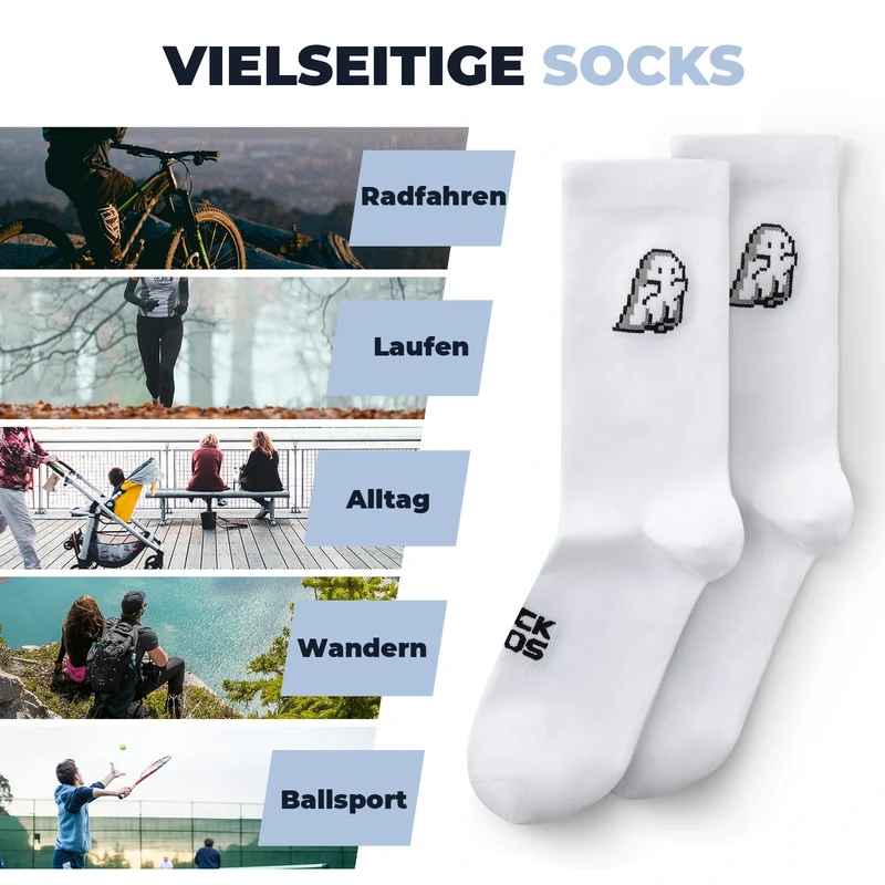 Rennrad Socken, Atmungsaktive Fahrrad Socken mit Verstärkter Ferse & Rutschfestem Schaft 2 Paar