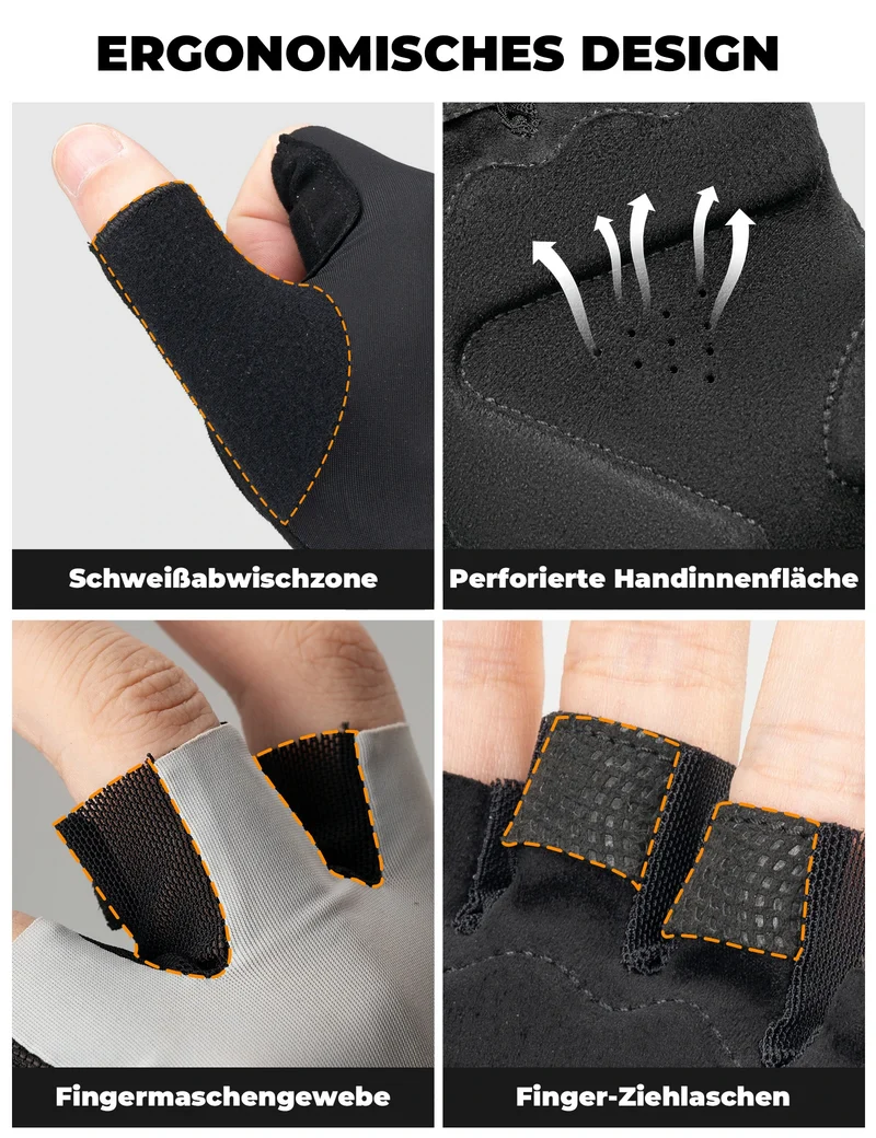 Fahrradhandschuhe Sommer Fingerlose, rutschfest & Atmungsaktiv, Sporthandschuhe