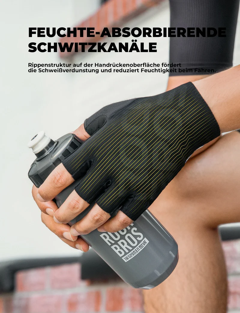 Halbfinger-Fahrradhandschuhe Sommer Elastisch & Atmungsaktiv, Anti-Rutsch- und Dämpfungspolster