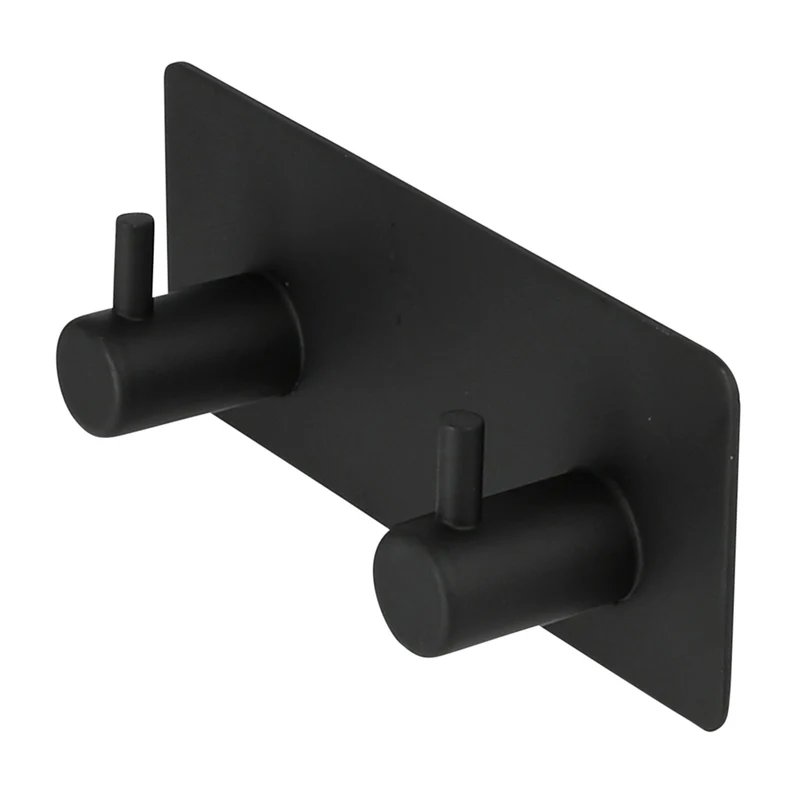 Doppelhaken Metall selbstklebend schwarz – Maße 11,5 x 4,5 x 3 cm, Farbe schwarz