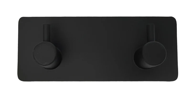 Doppelhaken Metall selbstklebend schwarz – Maße 11,5 x 4,5 x 3 cm, Farbe schwarz