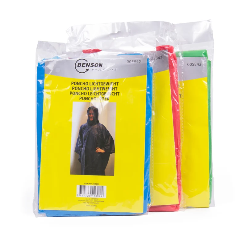 Poncho leichtgewichtig Mix – Länge 100 cm, Breite 124 cm, Gewicht 61 Gramm, Stärke 0,03 mm