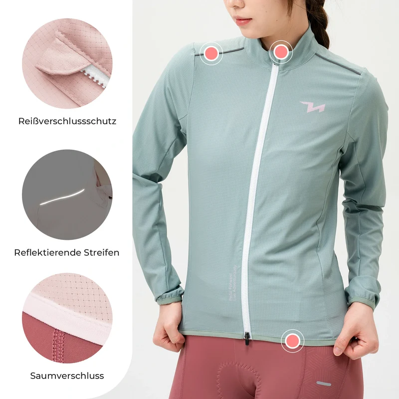 TVI Fahrradjacke Damen Atmungsaktiv Leicht, Windbreaker Frauen Radjacke