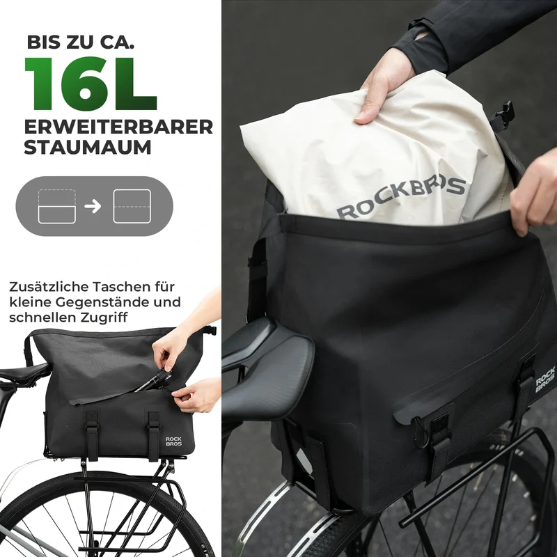 100% Wasserdichte Fahrrad-Gepäcktasche für Gepäckträger 16L-AS-155 RideMate