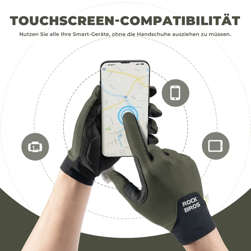 Fahrradhandschuhe – Stoßdämpfend & Atmungsaktiv, Touchscreen-kompatibel