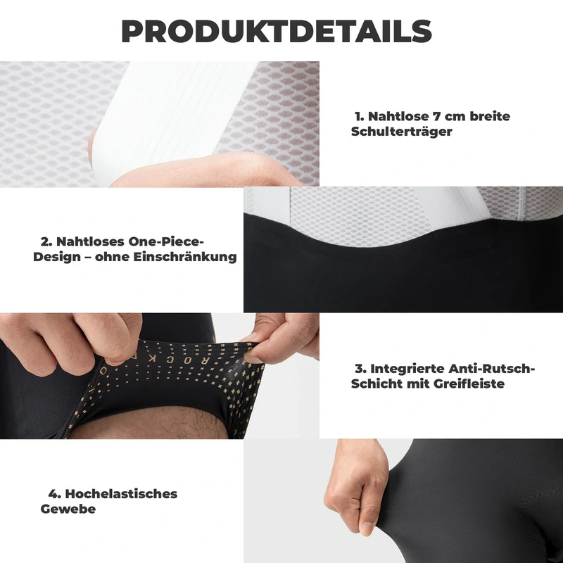 Herren Radlerhose mit Träger Gepolstert, Fahrradhose Kurz, Atmungsaktive schnelltrocknende