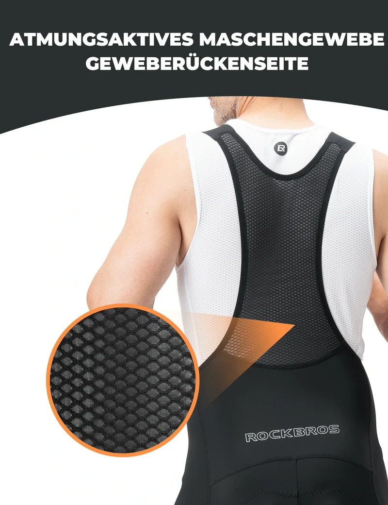 Herren Fahrradhose mit Träger - Hochdehnbar, Atmungsaktiv mit Reflexstreifen