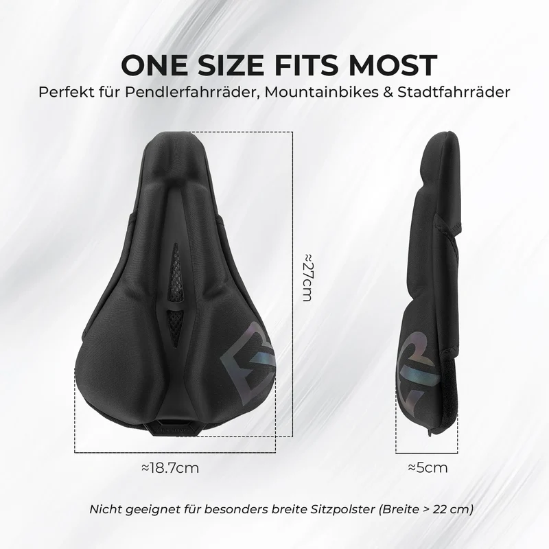 Fahrradsattel Überzug – Ergonomischer Sattelbezug Fahrrad mit Memory-Foam & 3D-geformter Polsterung