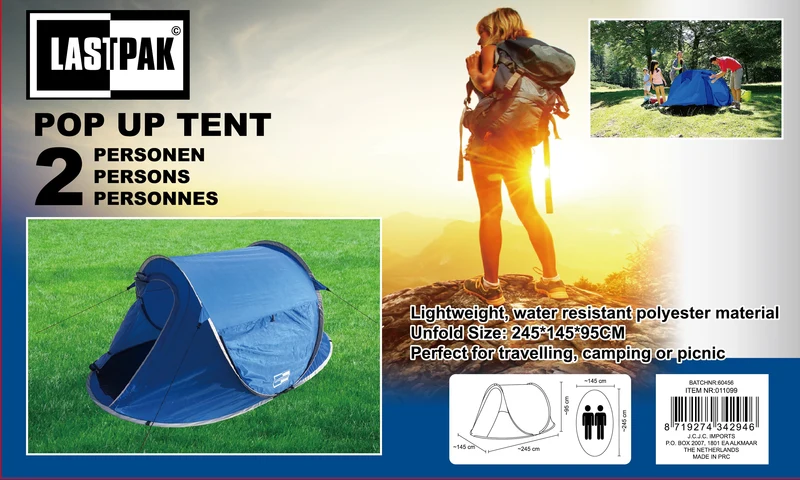 Pop-up-Zelt für 2 Personen wasserdicht + UV-Schutz