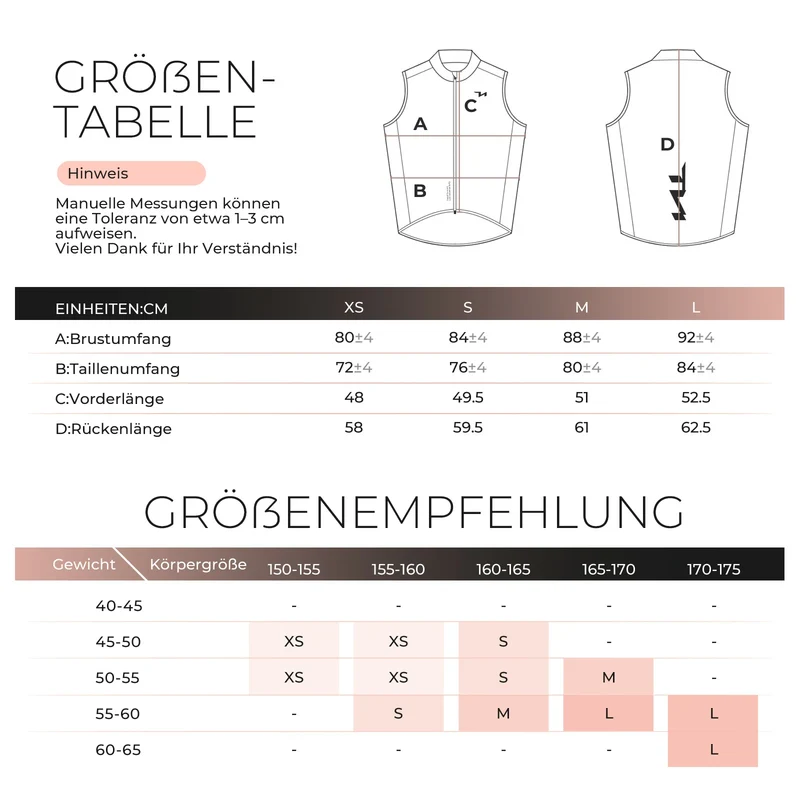 TVI Damen Winddichte Weste Fahrradweste Leichtweight Atmungsaktiv