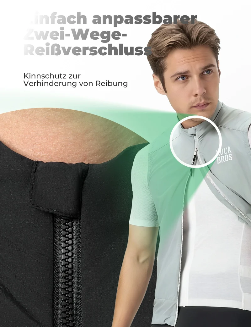 Fahrradweste Winddicht Leicht Atmungsaktiv Schnelltrocknend, Faltbar Radweste